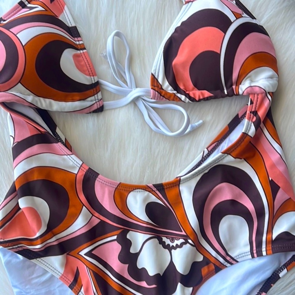 Retro Patterned One Piece Swimsuit